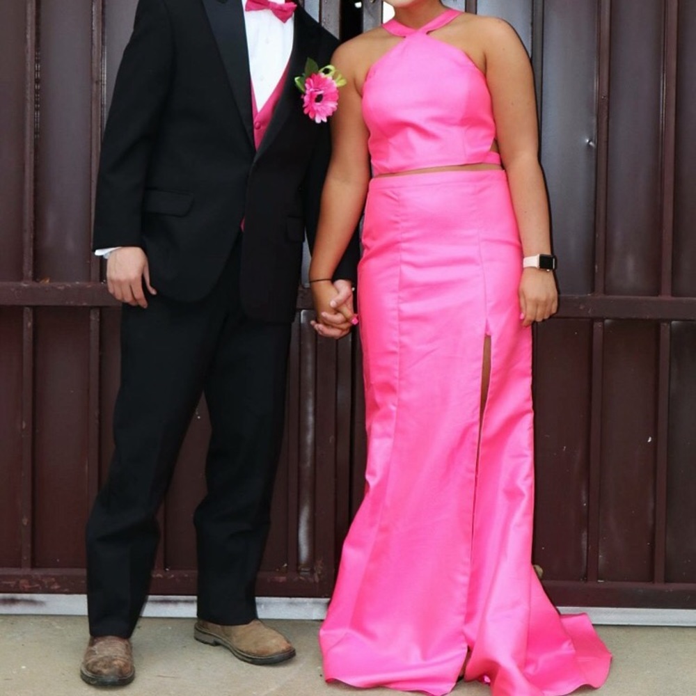 Hot pink prom dress